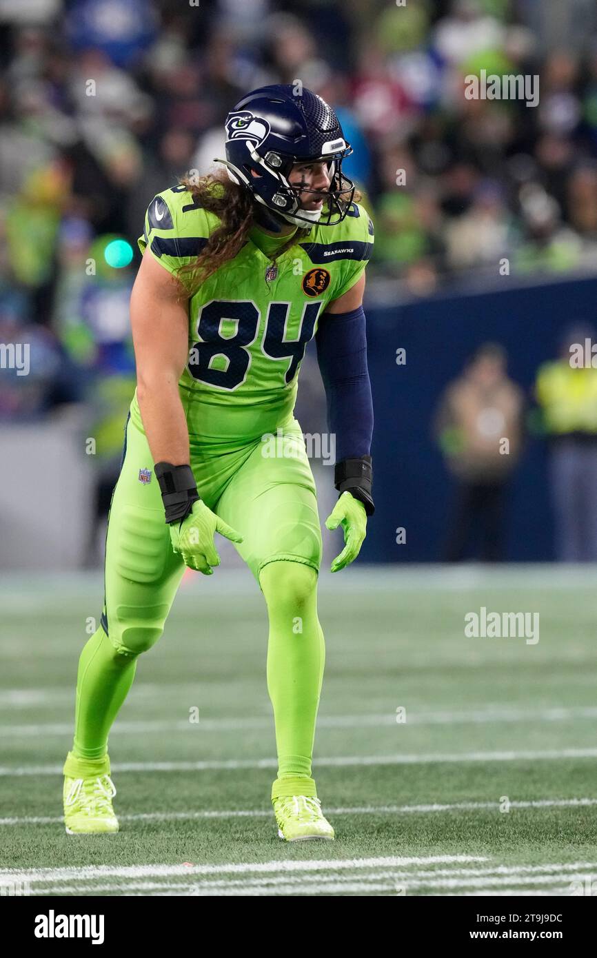 Seattle Seahawks Tight End Colby Parkinson (84) Gets Set During An NFL ...