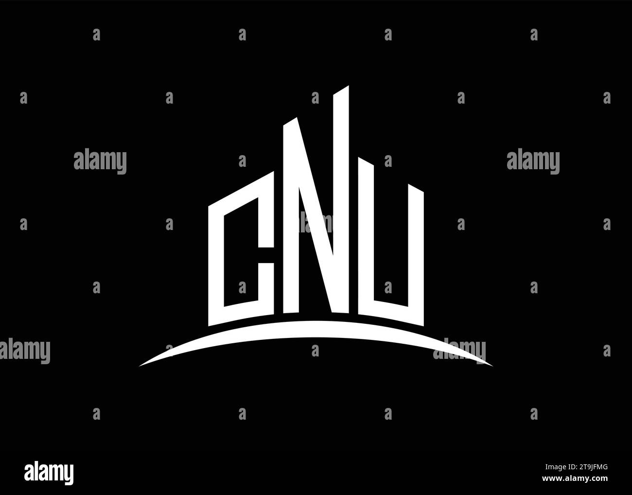 Letter CNU building vector monogram logo design template. Building