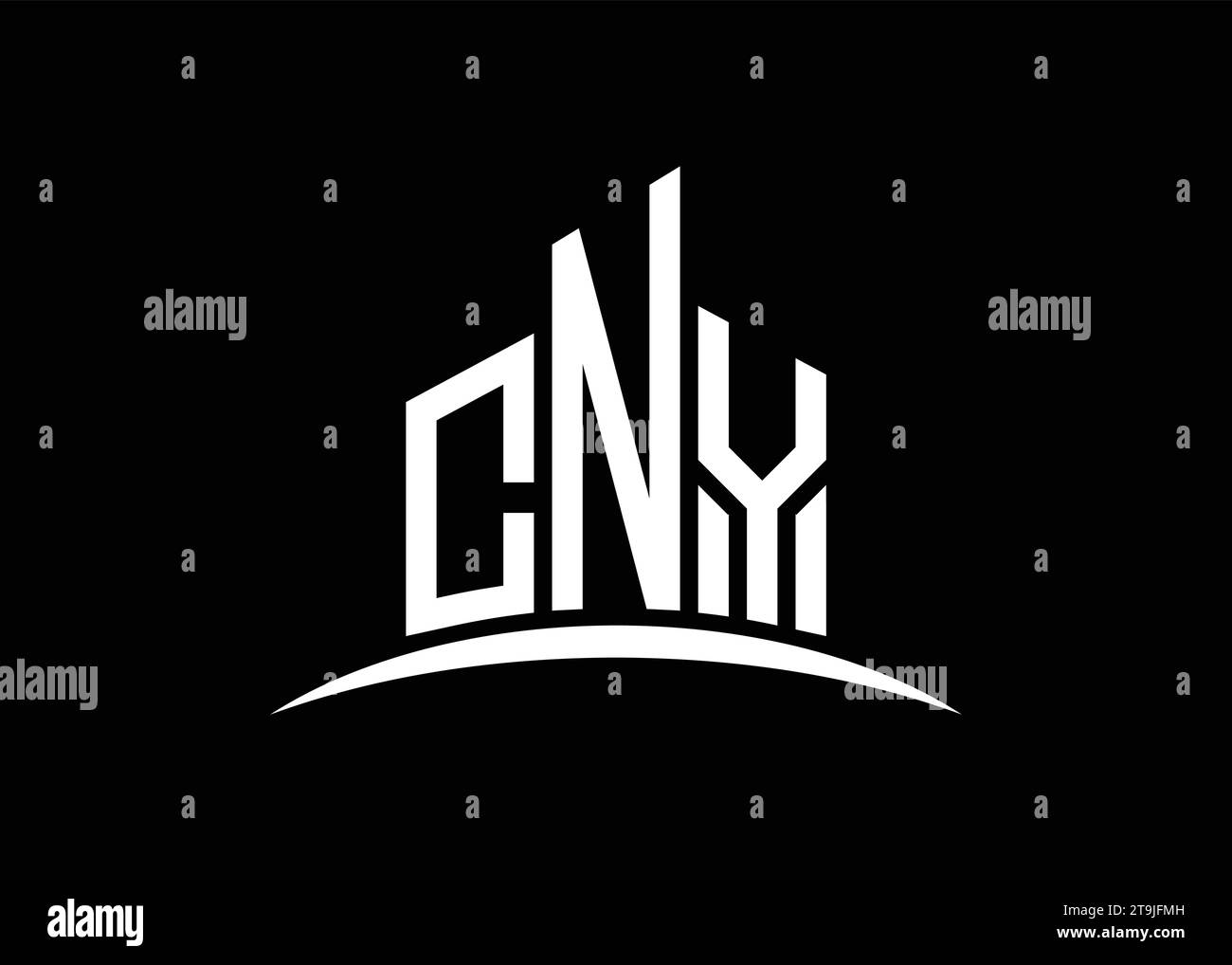 Letter CNY building vector monogram logo design template. Building Shape CNY logo. Stock Vector
