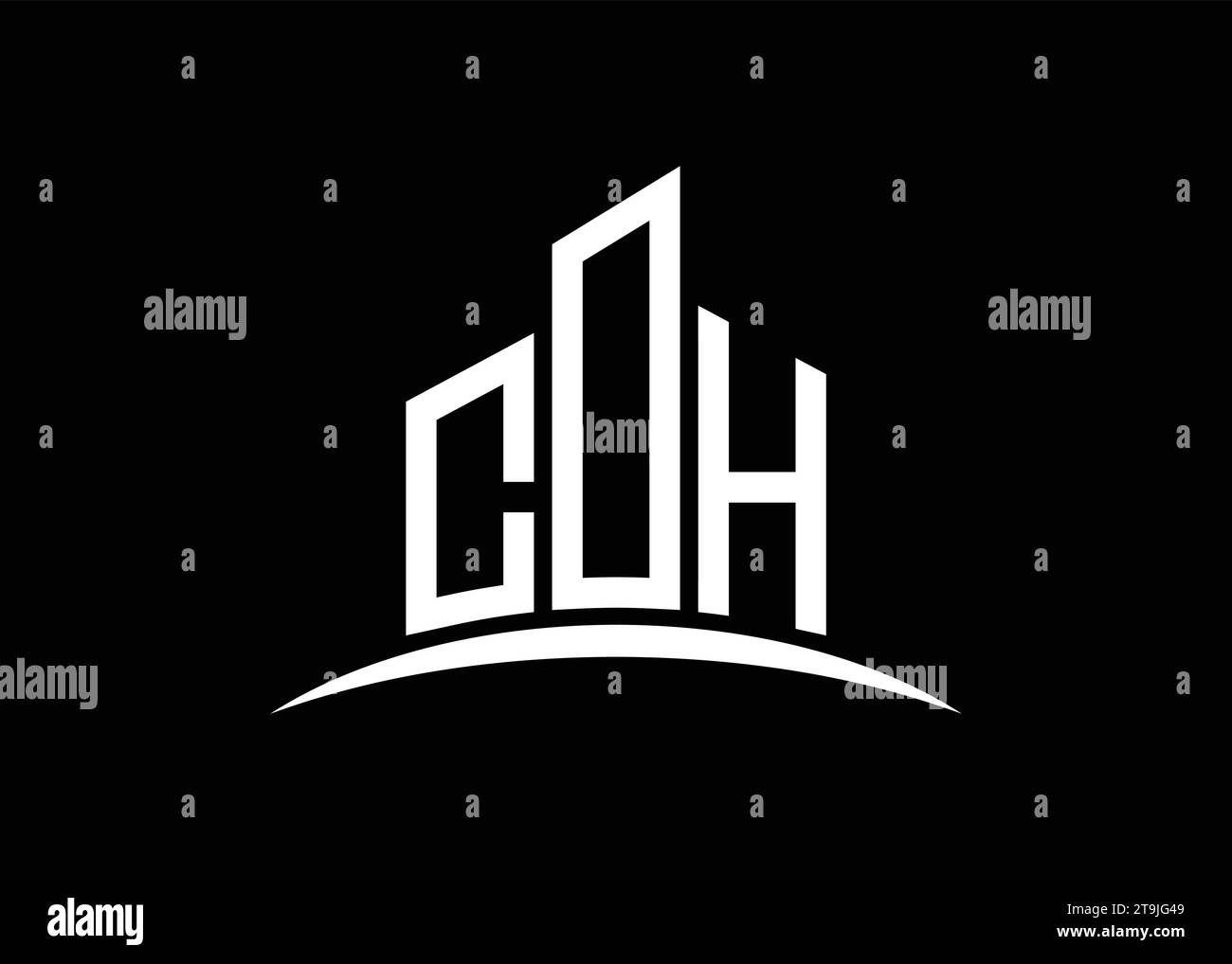 Letter COH building vector monogram logo design template. Building Shape COH logo. Stock Vector