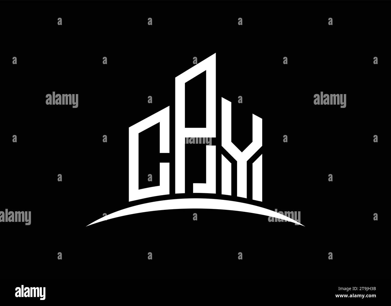 Letter CPY building vector monogram logo design template. Building Shape CPY logo. Stock Vector