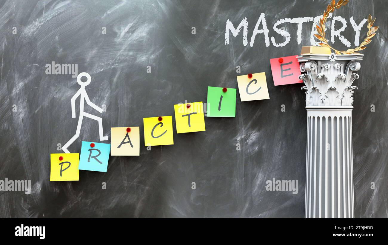 Practice leads to Mastery a metaphor showing how practice makes the