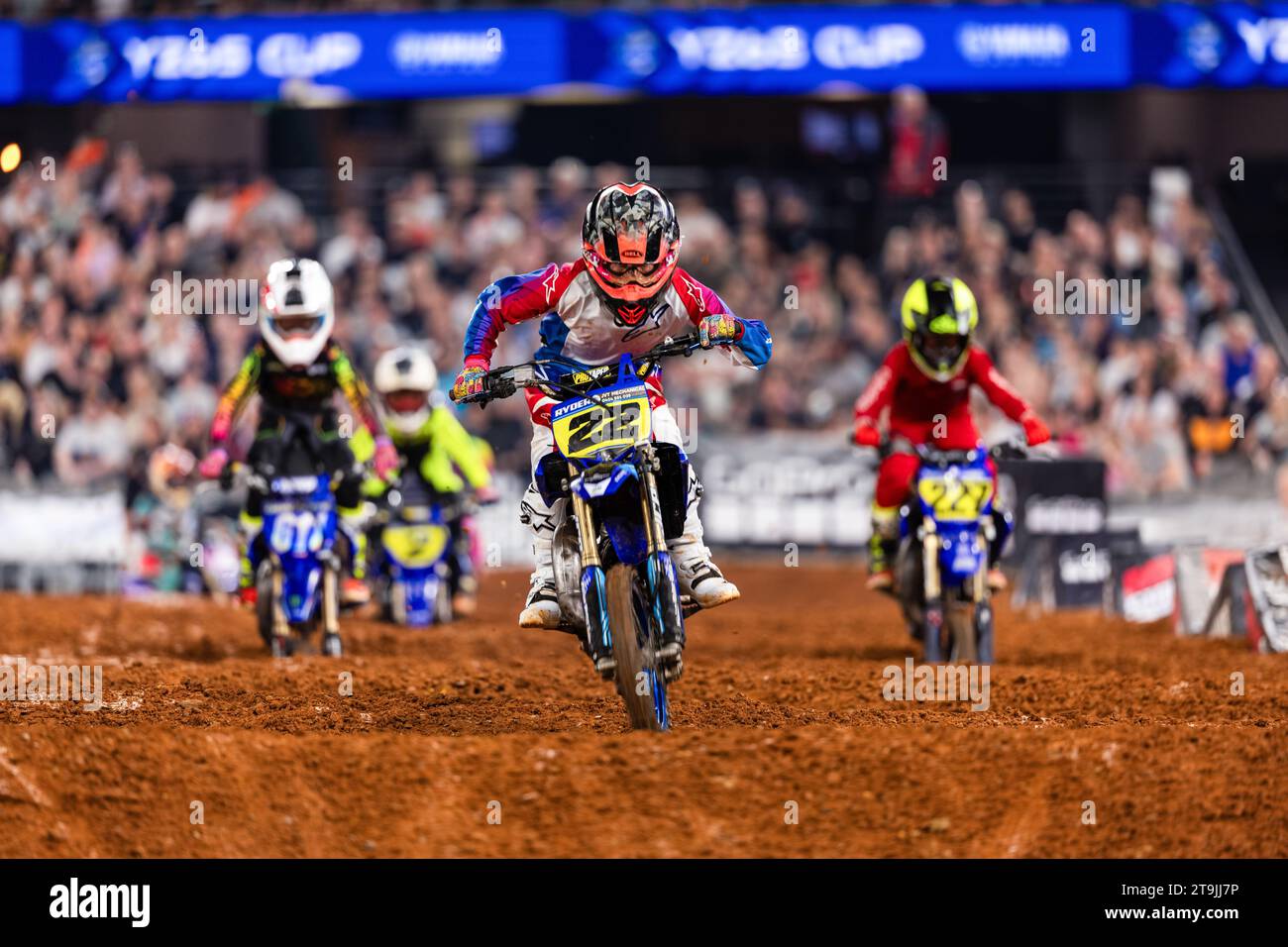 Melbourne, Australia, 25 November, 2023. Yamaha YZ65 Cup riders during ...