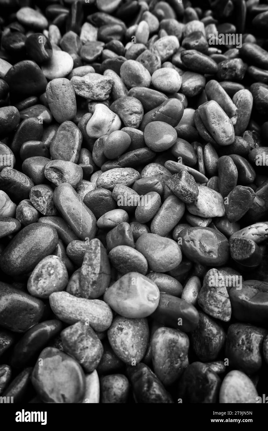 Detail of wet boulders on a cold rainy day Stock Photo