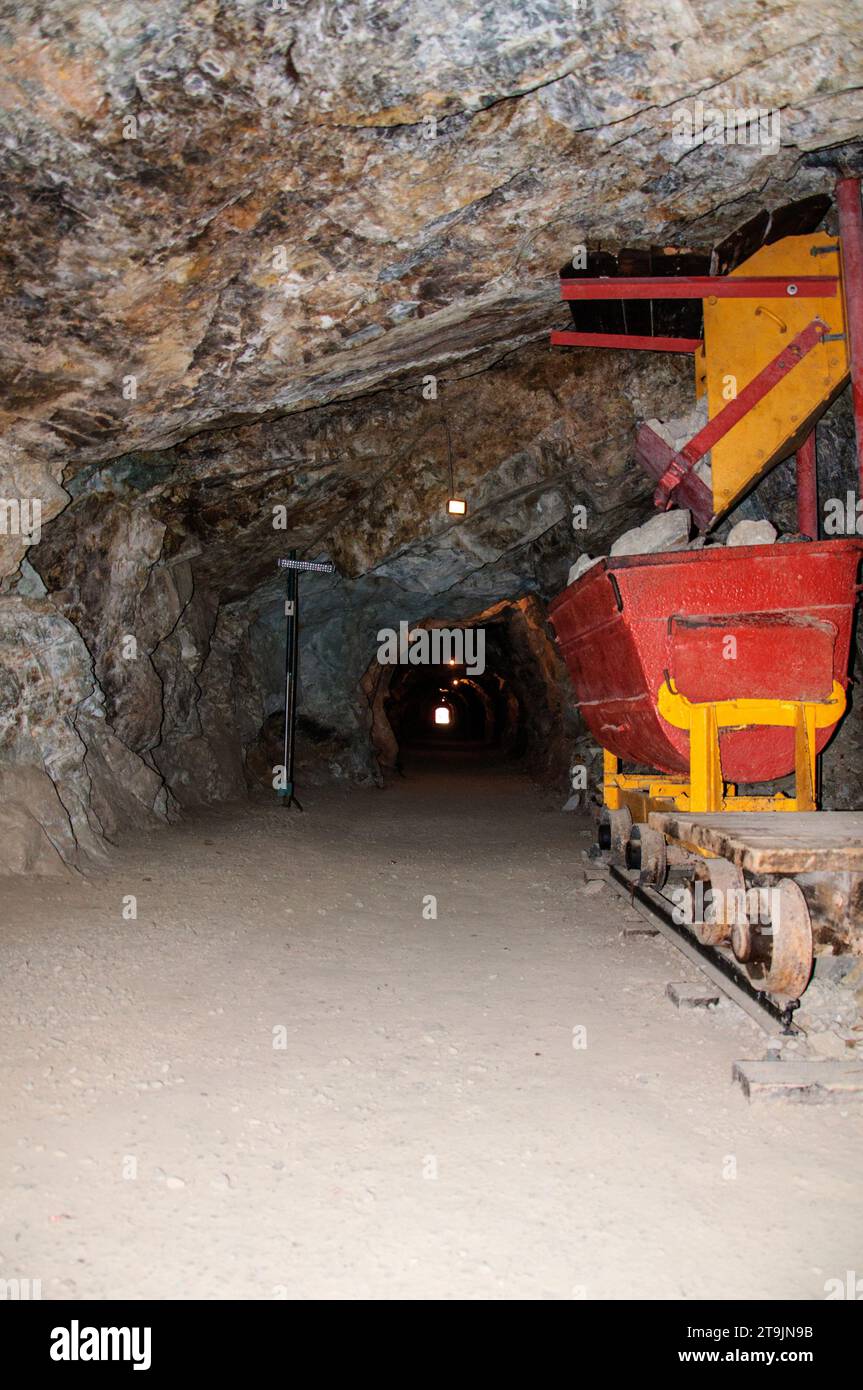 Mining process deep underground in a lead and zinc mine Real Del Monte