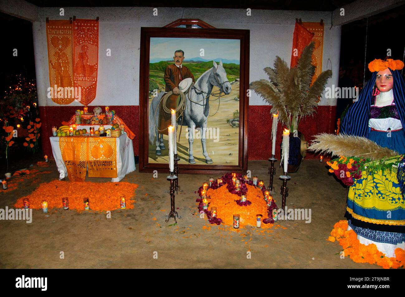 Celebration of the day of the dead in a mexican cemetery stock photo