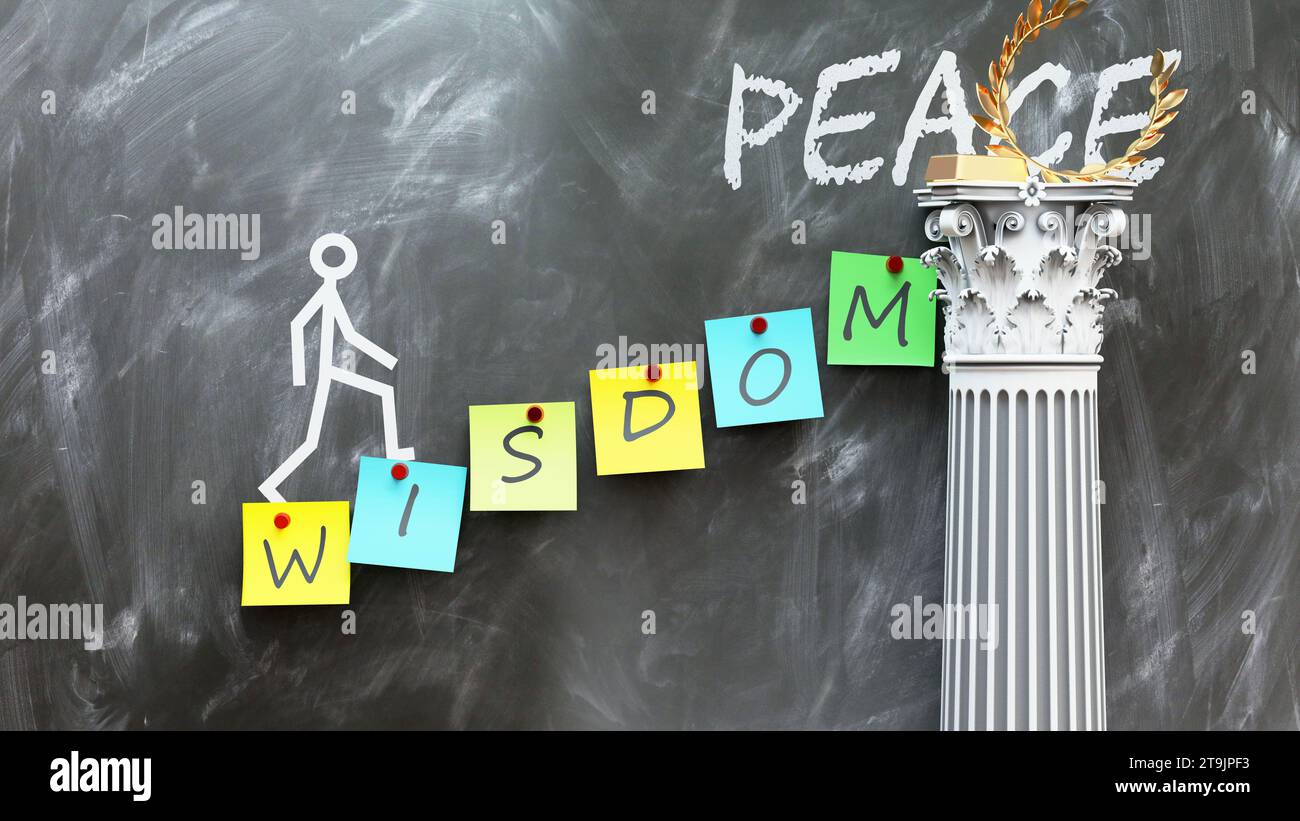 Wisdom leads to Peace - a metaphor showing how wisdom makes the way to ...