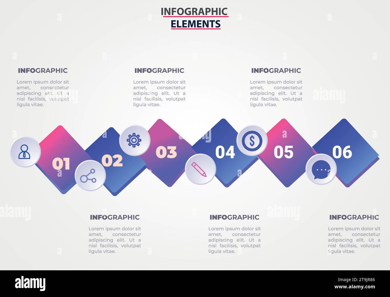 Infographic design vector and marketing icons can be used for workflow layout, diagram, annual report. Business concept with 3, 4, 5 and 6 step. Stock Vector