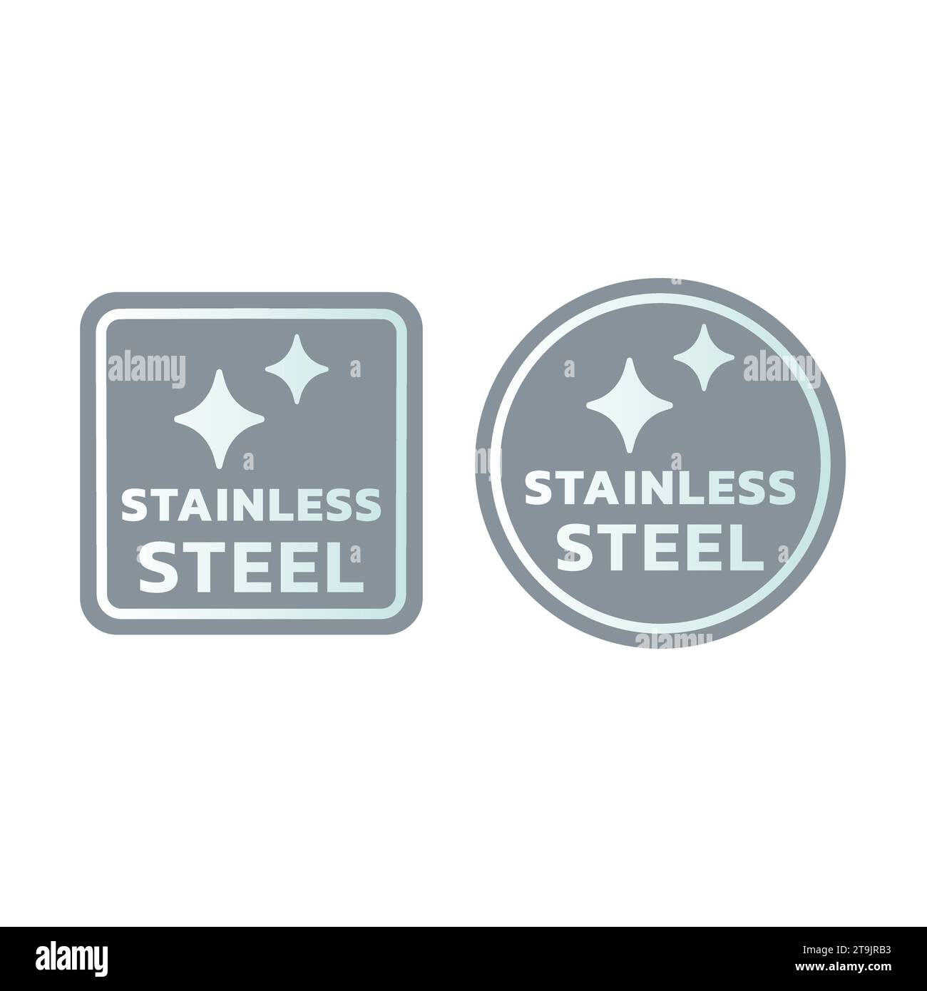 Stainless steel shiny vector label. Sticker for cutlery, pans and pots