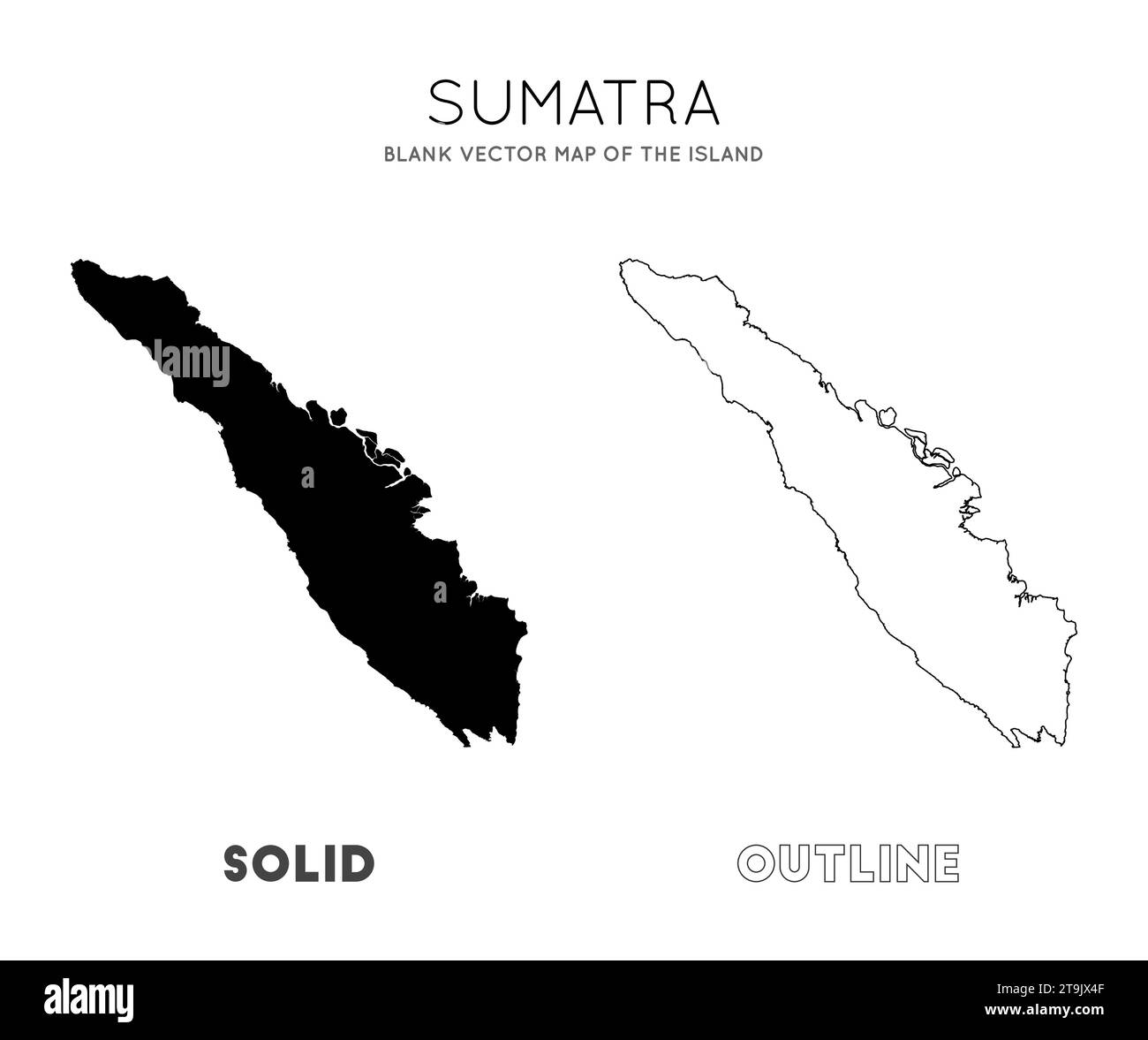 Sumatra map. Blank vector map of the Island. Borders of Sumatra for your infographic. Vector illustration. Stock Vector