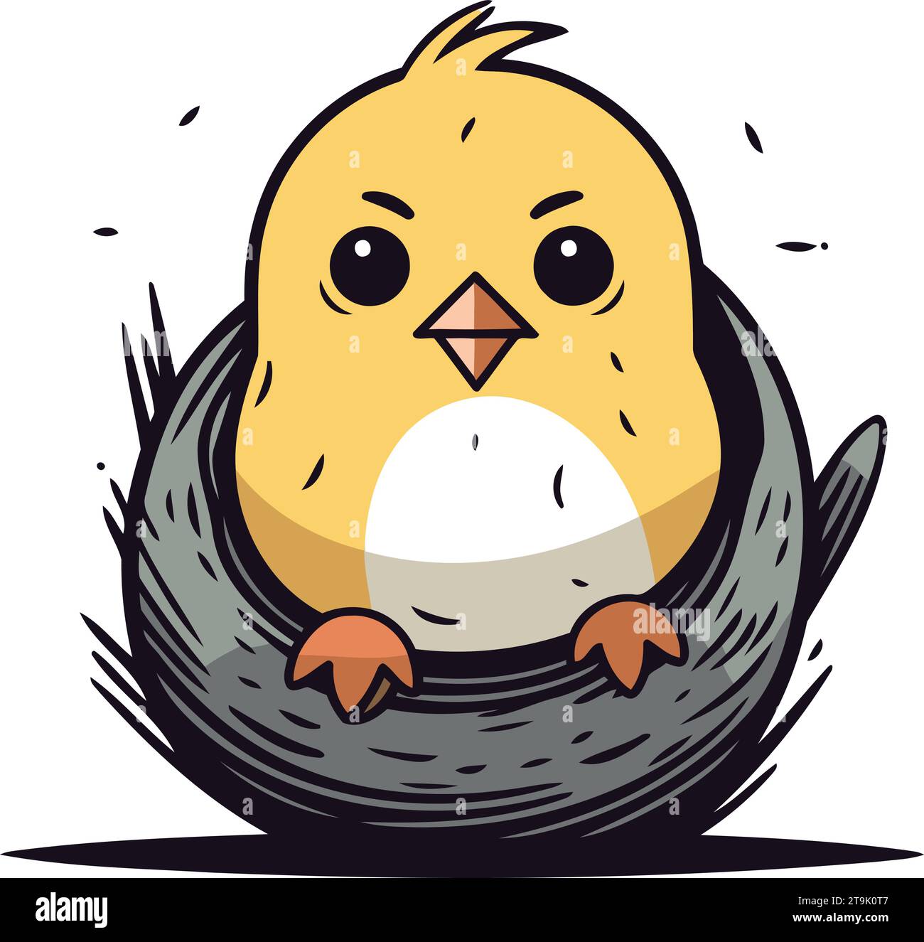 Cute little chick in the nest. Vector illustration on white background ...