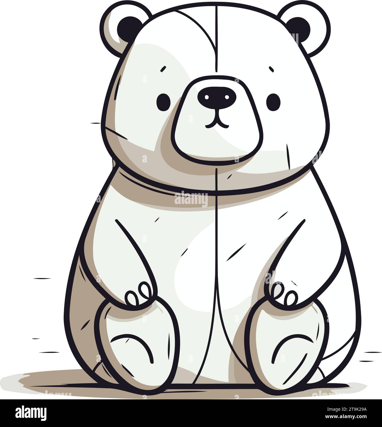 Cute polar bear sitting. Vector illustration of a cartoon polar bear