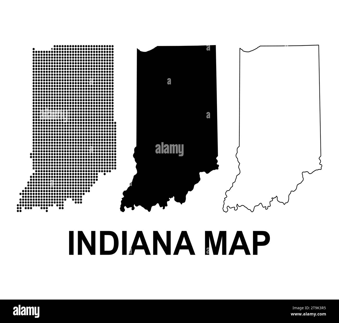 Set of Indiana map, united states of america. Flat concept icon vector
