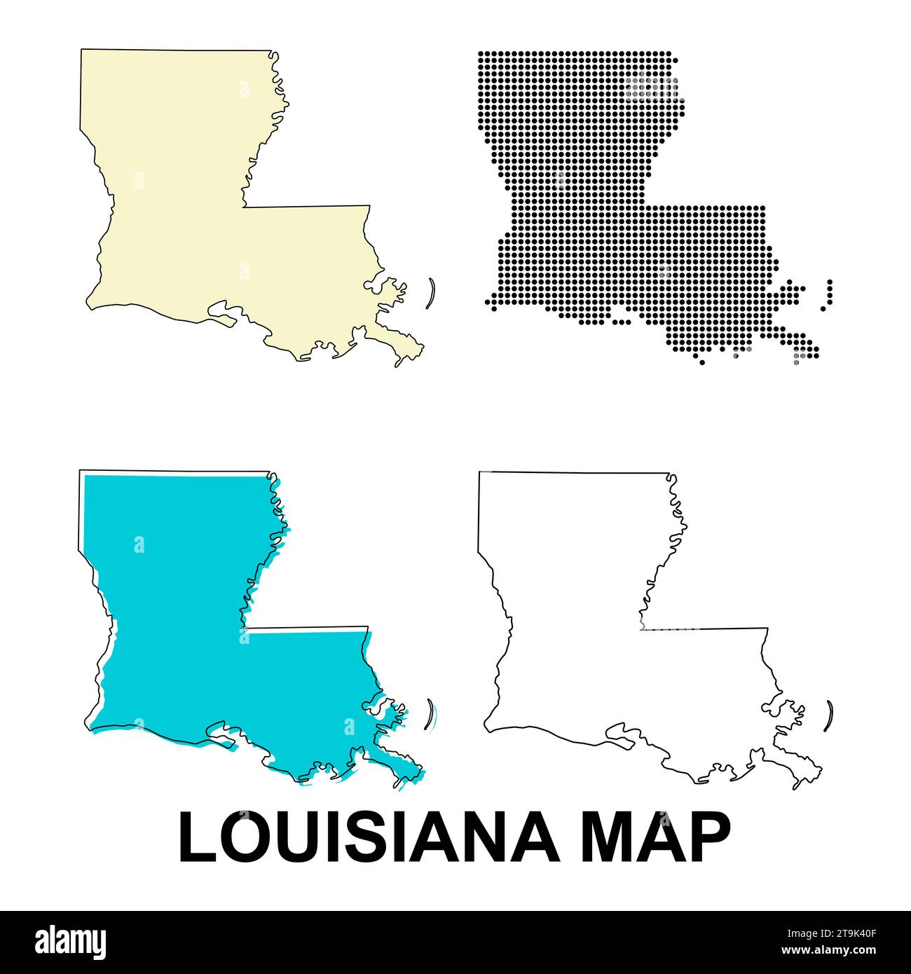 Set of Louisiana map united states - Set Of Louisiana Map United States Of America Flat Concept Icon Vector Illustration 2T9K40F