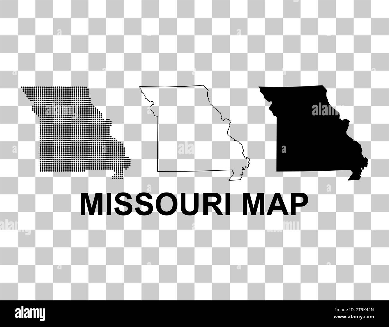 Set of Missouri map, united states of america. Flat concept icon vector ...