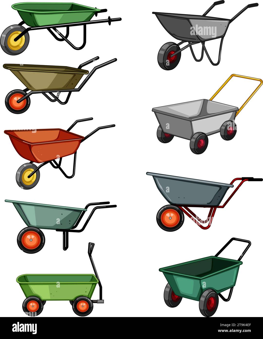 wheelbarrow set cartoon vector illustration Stock Vector Image & Art ...