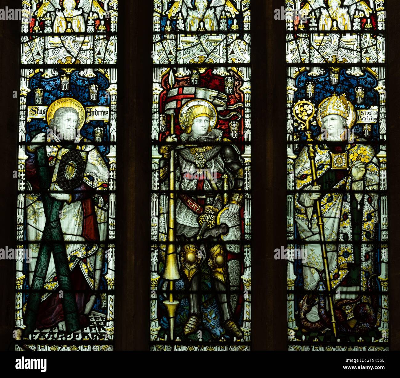 Saints Andrew, George and Patrick stained glass, St. John the Baptist ...