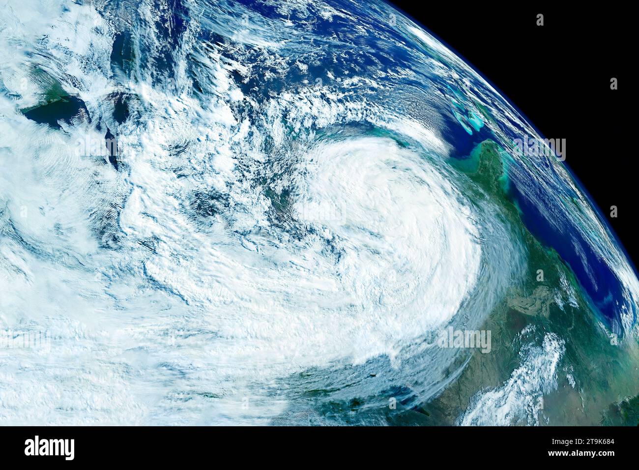Hurricane, atmospheric cyclone from space. Elements of this image furnishing NASA. Stock Photo