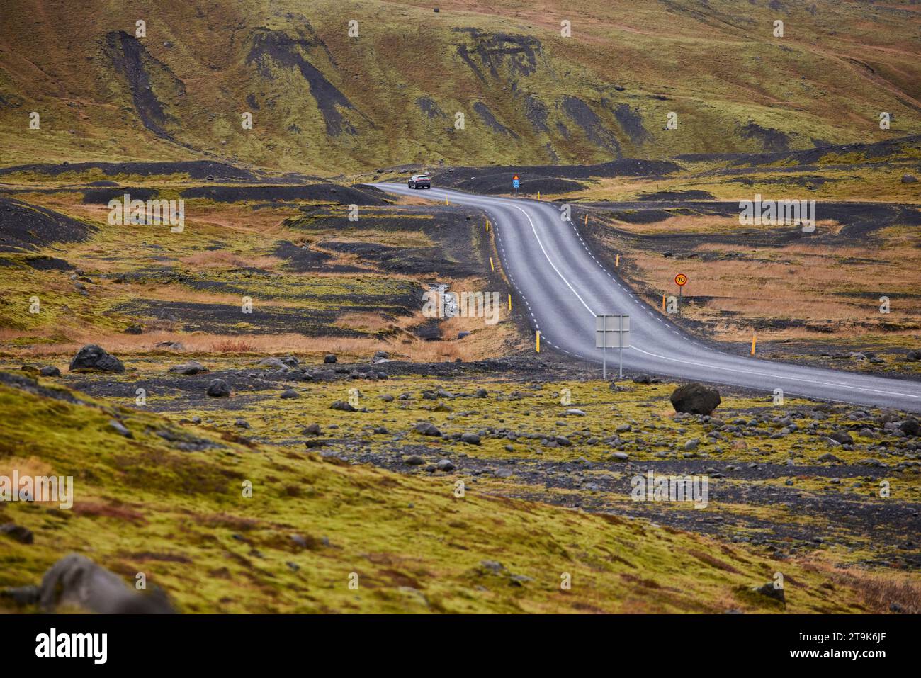 Iceland  road into Sólheimajökulll glacier Stock Photo