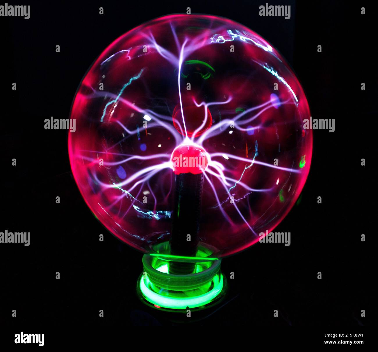 Glass ball with plasma Tesla lightning bolts Stock Photo Alamy