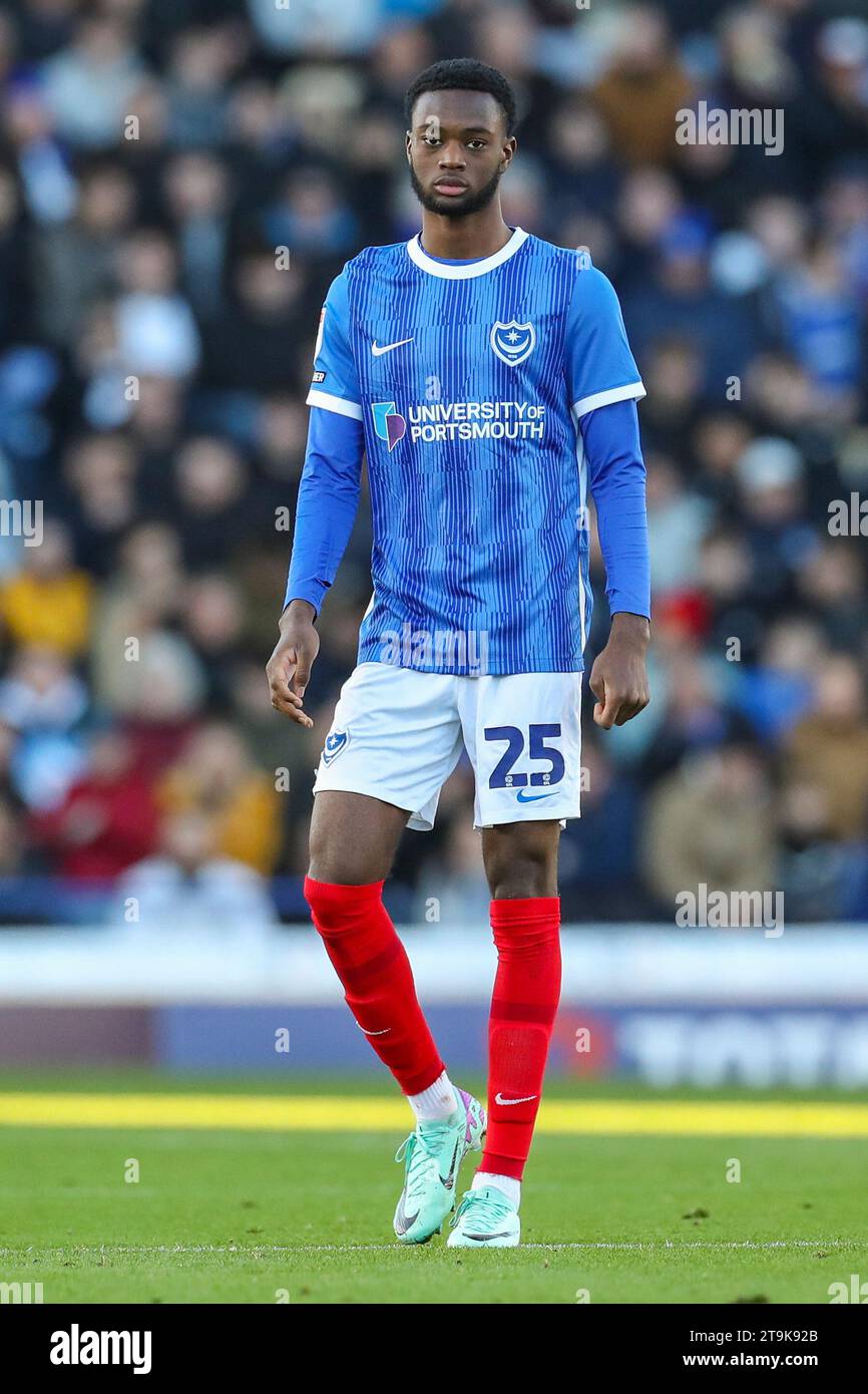 Portsmouth UK 25th Nov 2023 Portsmouth Defender Abu Kamara 25