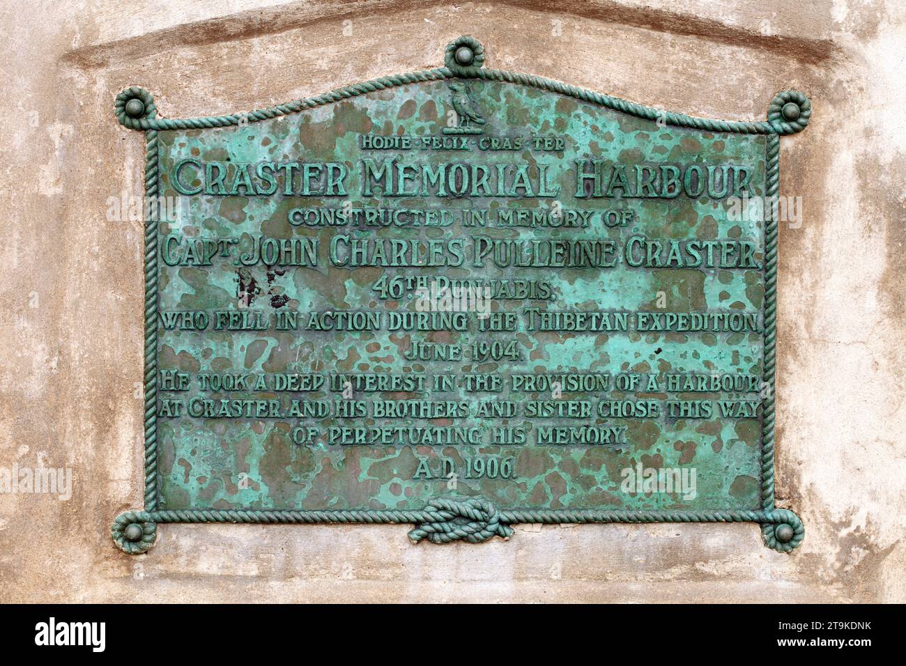 The Craster Memorial Harbour sign. The harbour was constructed in