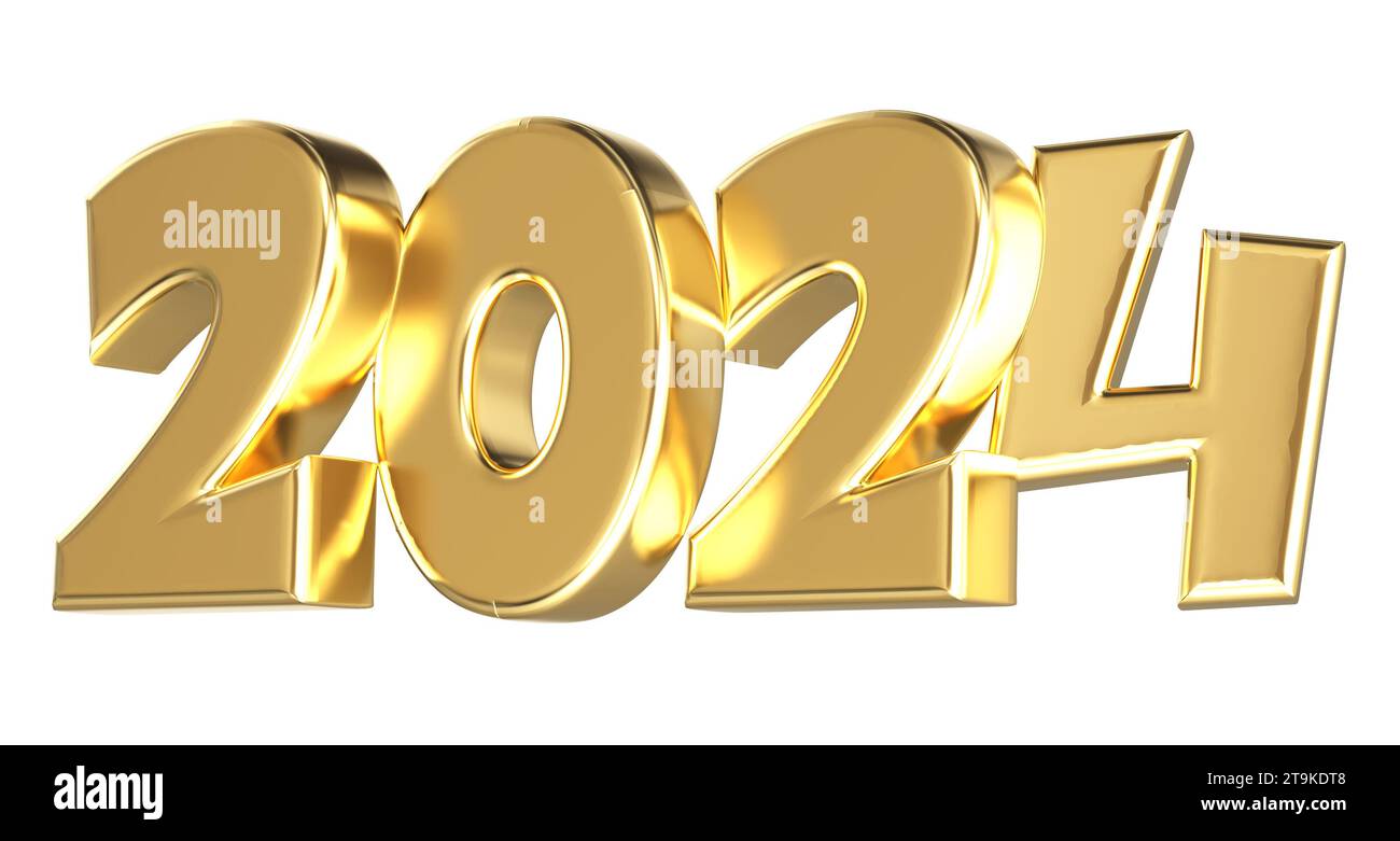 Gold Number 2024 3D Render Stock Photo - Alamy