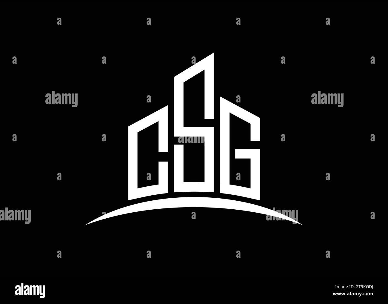 Letter CSG building vector monogram logo design template. Building Shape CSG logo. Stock Vector