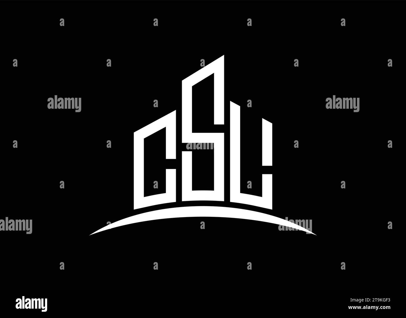 Letter CSL building vector monogram logo design template. Building Shape CSL logo. Stock Vector