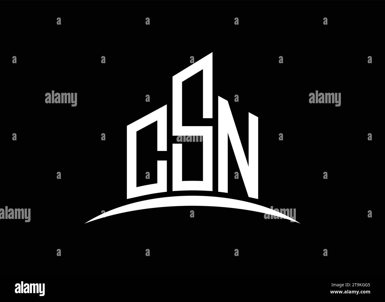 Letter CSN building vector monogram logo design template. Building