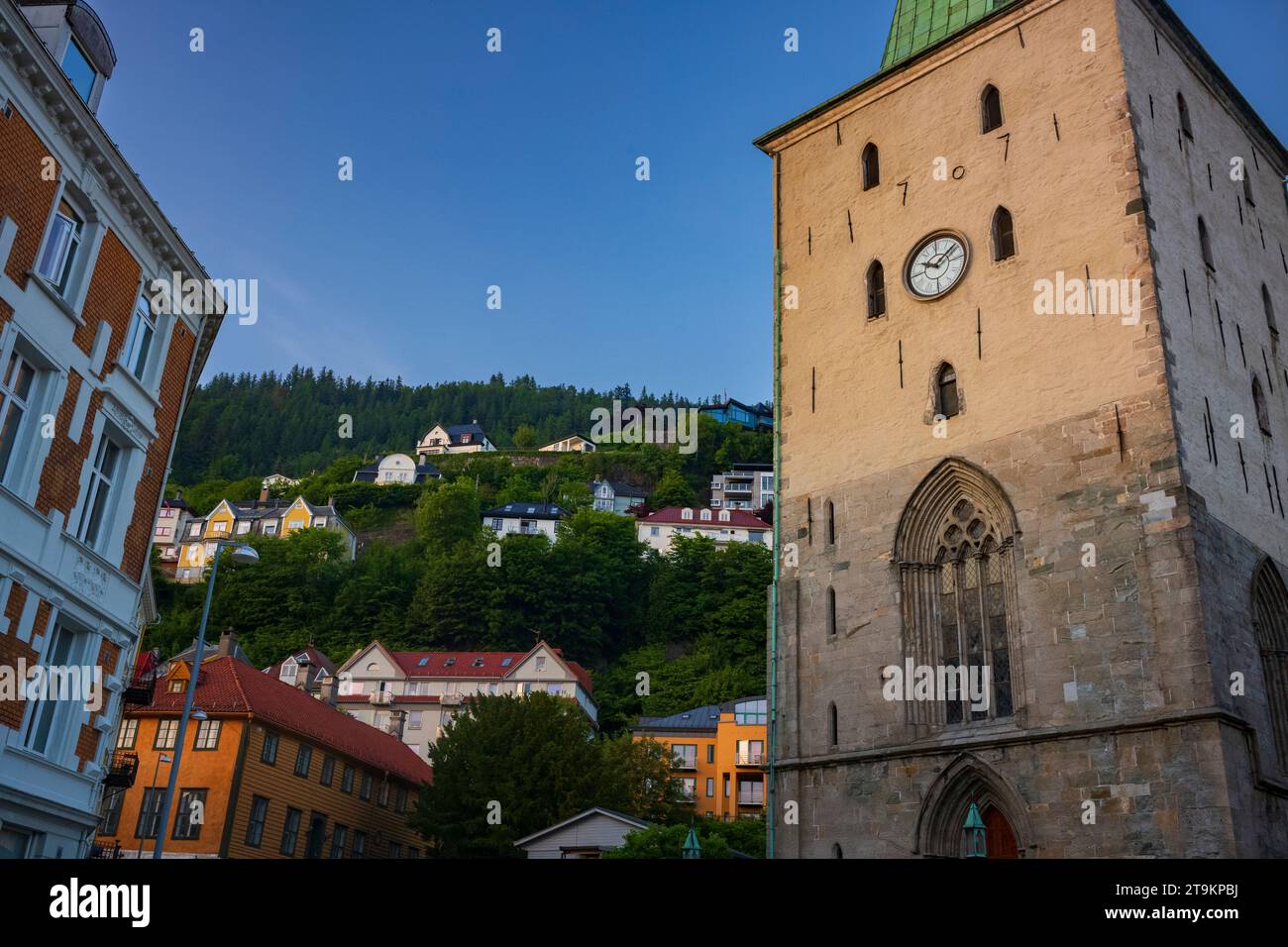 Bergen Cathedral, shown here at sunset, is the episcopal seat of the