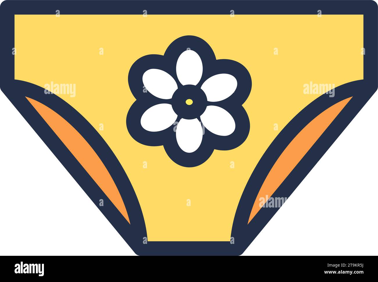 Linear pictogram of women panties embellished with flower. Casual clothes and shoes. Wardrobe item to create modern fashionable look. Simple outline s Stock Vector
