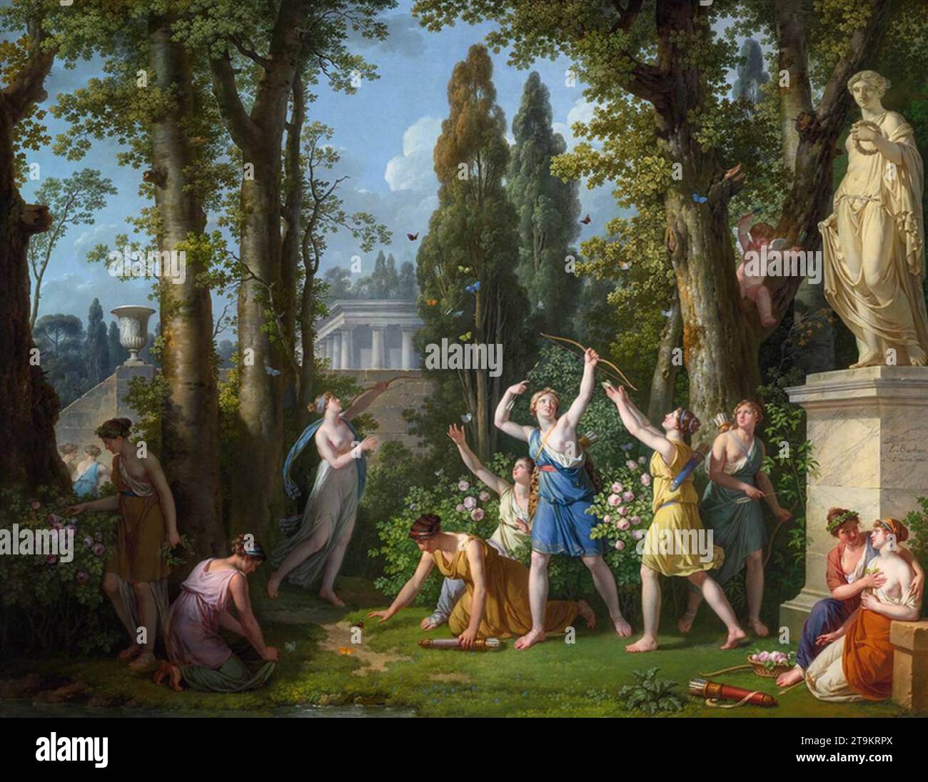 Chasing Butterflies 1810 by Jean-Jacques-Francois Lebarbier Stock Photo