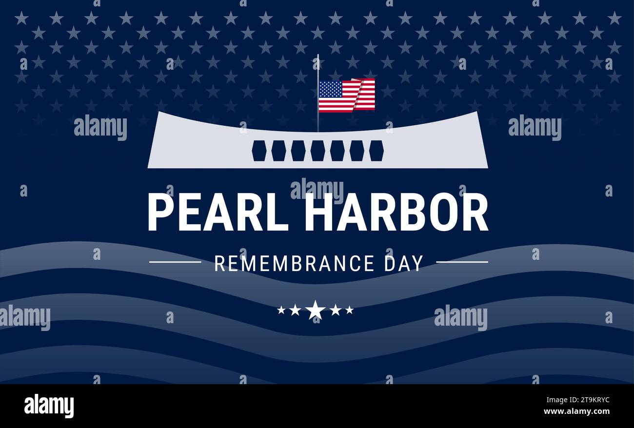 Pearl Harbor Remembrance Day background with USA flag flying at half ...