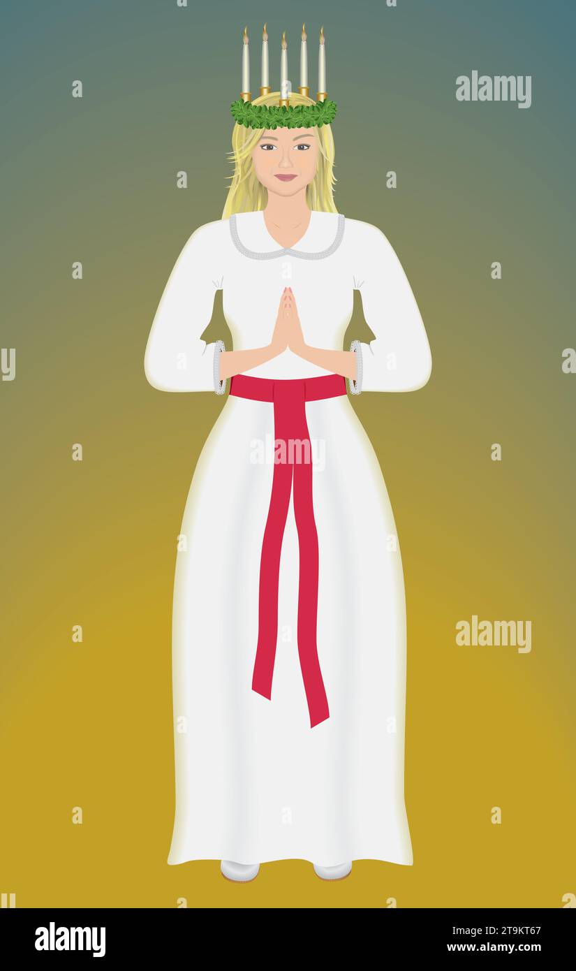 Beautiful Saint Lucia Girl. Celebration in Scandinavia at 13 december