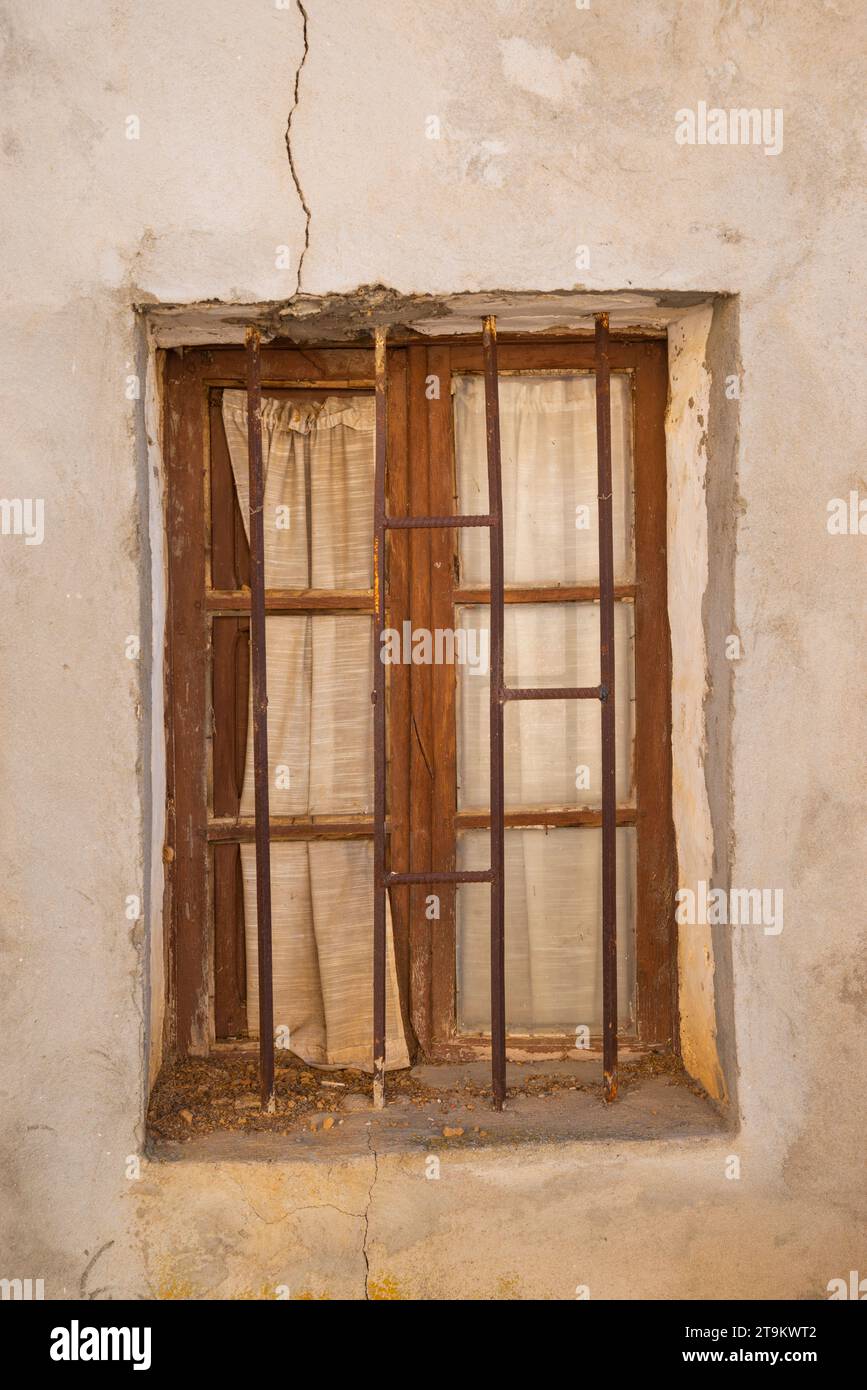 Window of house in ruins. Stock Photo