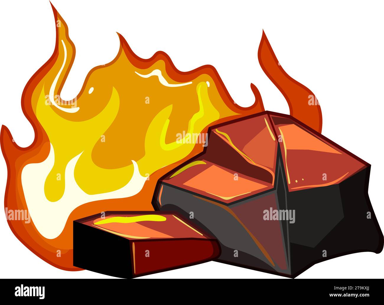 hot fire charcoal cartoon vector illustration Stock Vector Image & Art ...