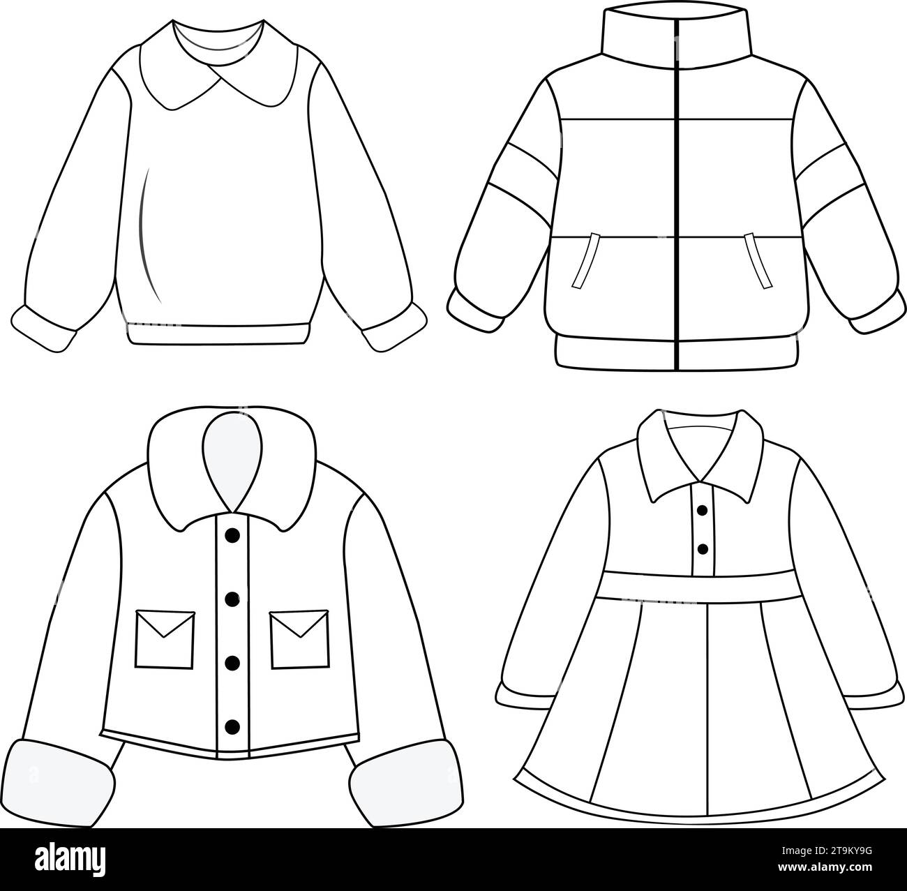 Hand drawn flat kids casual sweater clothes vector design Stock Vector