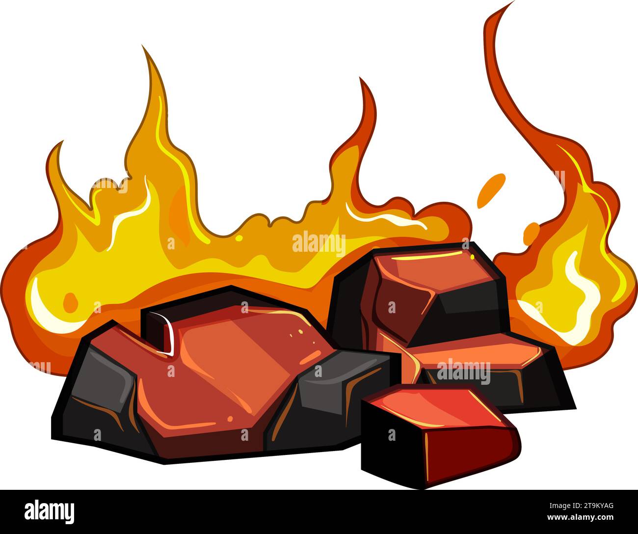 flame fire charcoal cartoon vector illustration Stock Vector Image