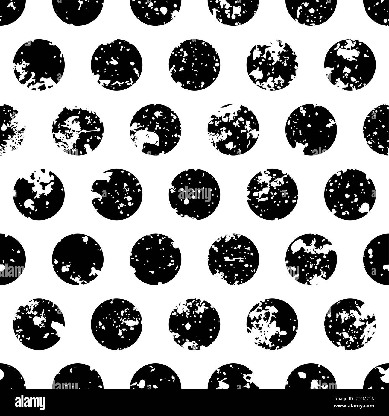 Vector black and white seamless pattern with abstract watercolor polka ...