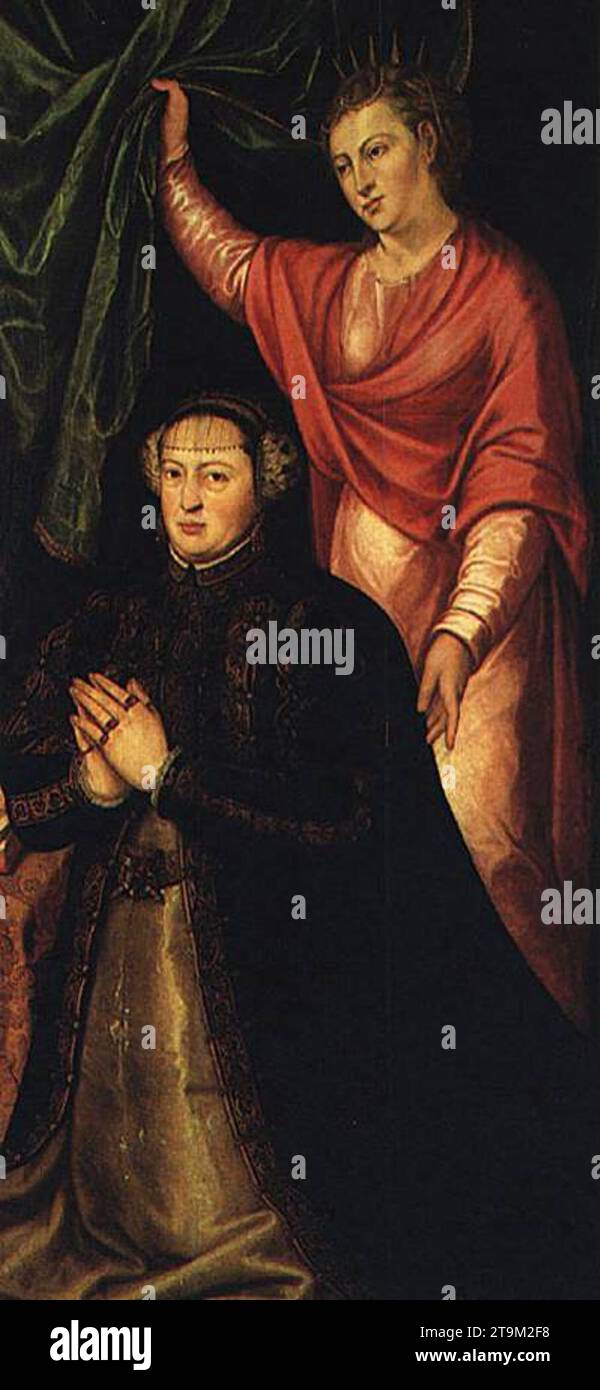 Portrait of Queen Catherine of Austria c. 1550 by Cristovano Lopes Stock Photo
