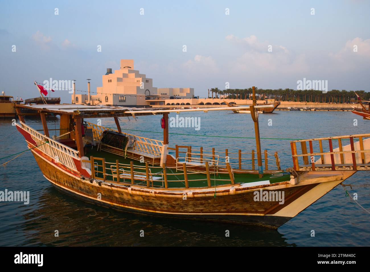 Qatar, Doha,  Museum of Islamic Art, dhow, traditional boat, Stock Photo