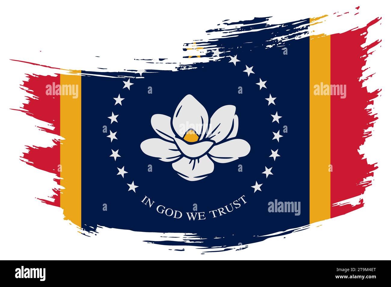 Mississippi US State brush stroke flag vector background. Hand drawn ...