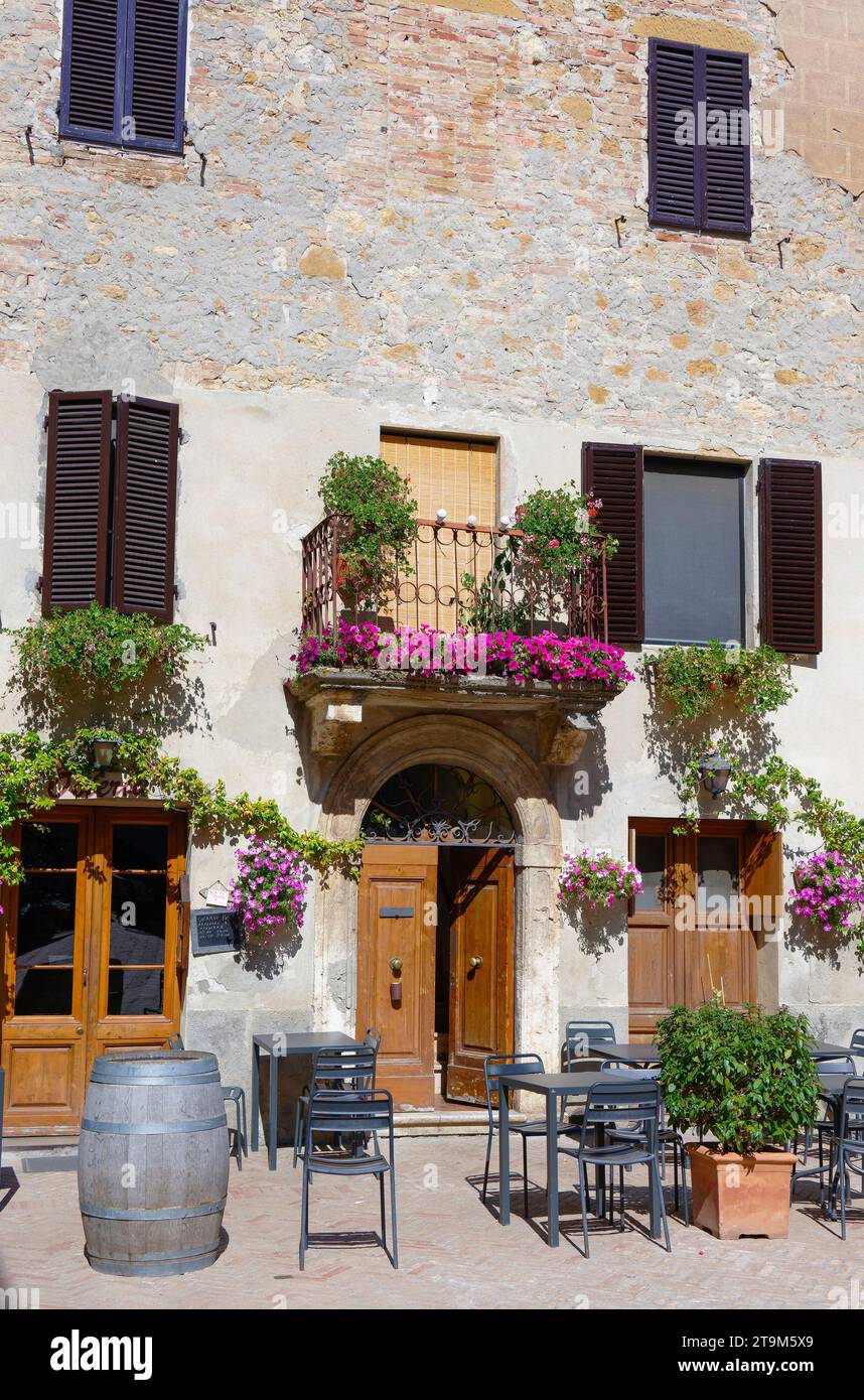 Pienza, Tuscany, Italy. The views are fabulous on the ring walk around this UNESCO World heritage site, medieval town Stock Photo