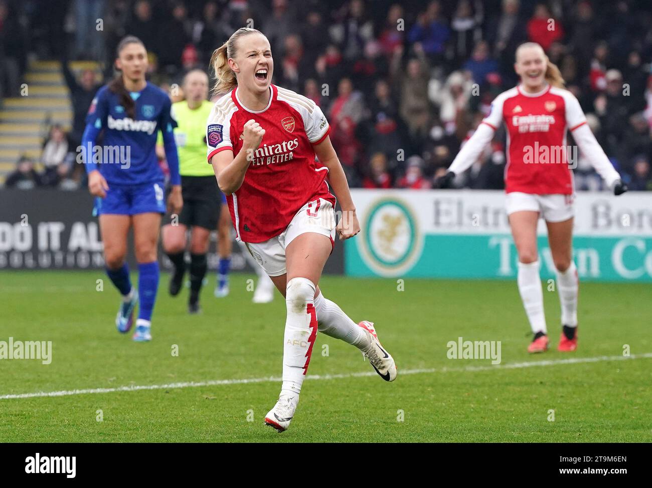 Arsenal’s Beth Mead celebrates scoring their side's third goal of the ...