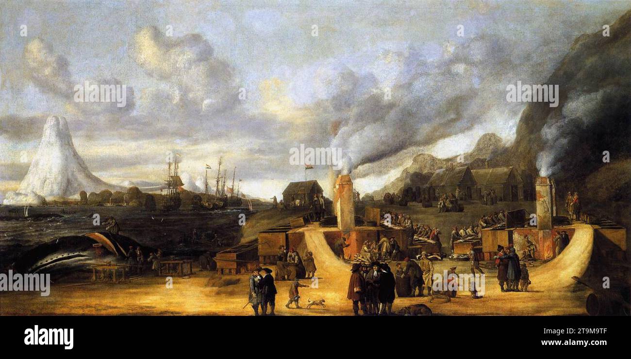 The Whale oil Factory On Jan Mayen Island 1639 By Cornelis De Man Stock the-whale-oil-factory-on-jan-mayen-island-1639-by-cornelis-de-man-stock