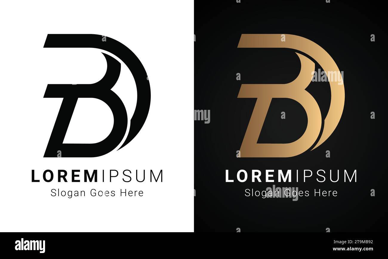 Luxury Initial BD or DB Monogram Text Letter Logo Design Stock Vector