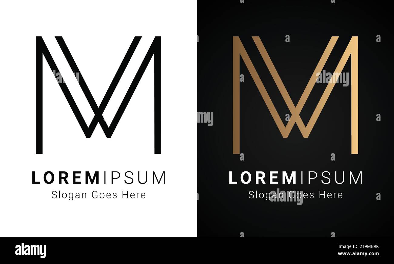 Luxury Initial VM or MV Monogram Text Letter Logo Design Stock Vector ...