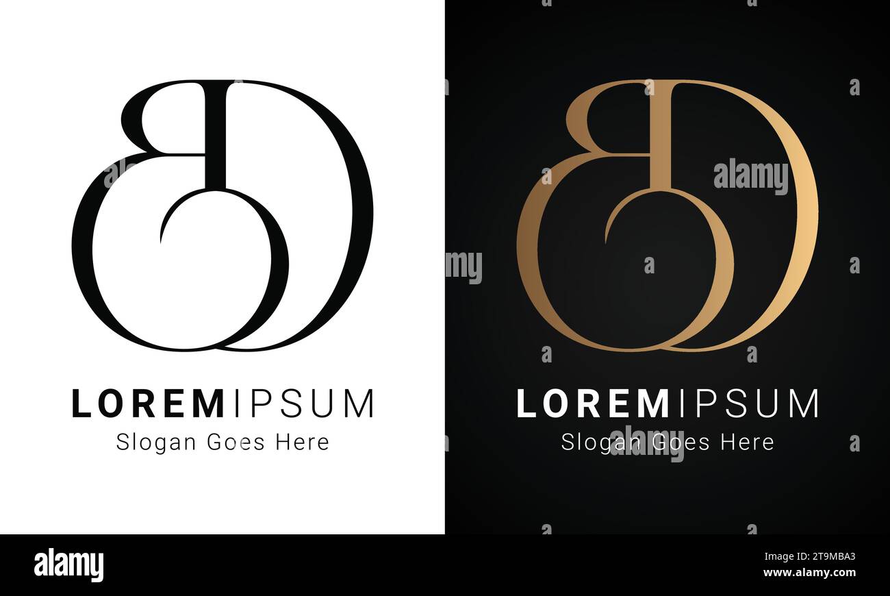 Luxury Initial Bd Or Db Monogram Text Letter Logo Design Stock Vector