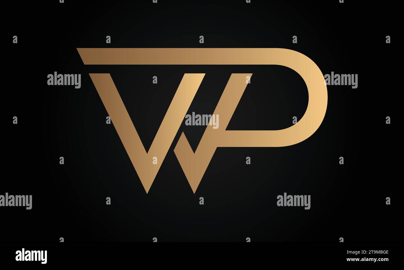 Luxury Initial WP or PW Monogram Text Letter Logo Design Stock Vector